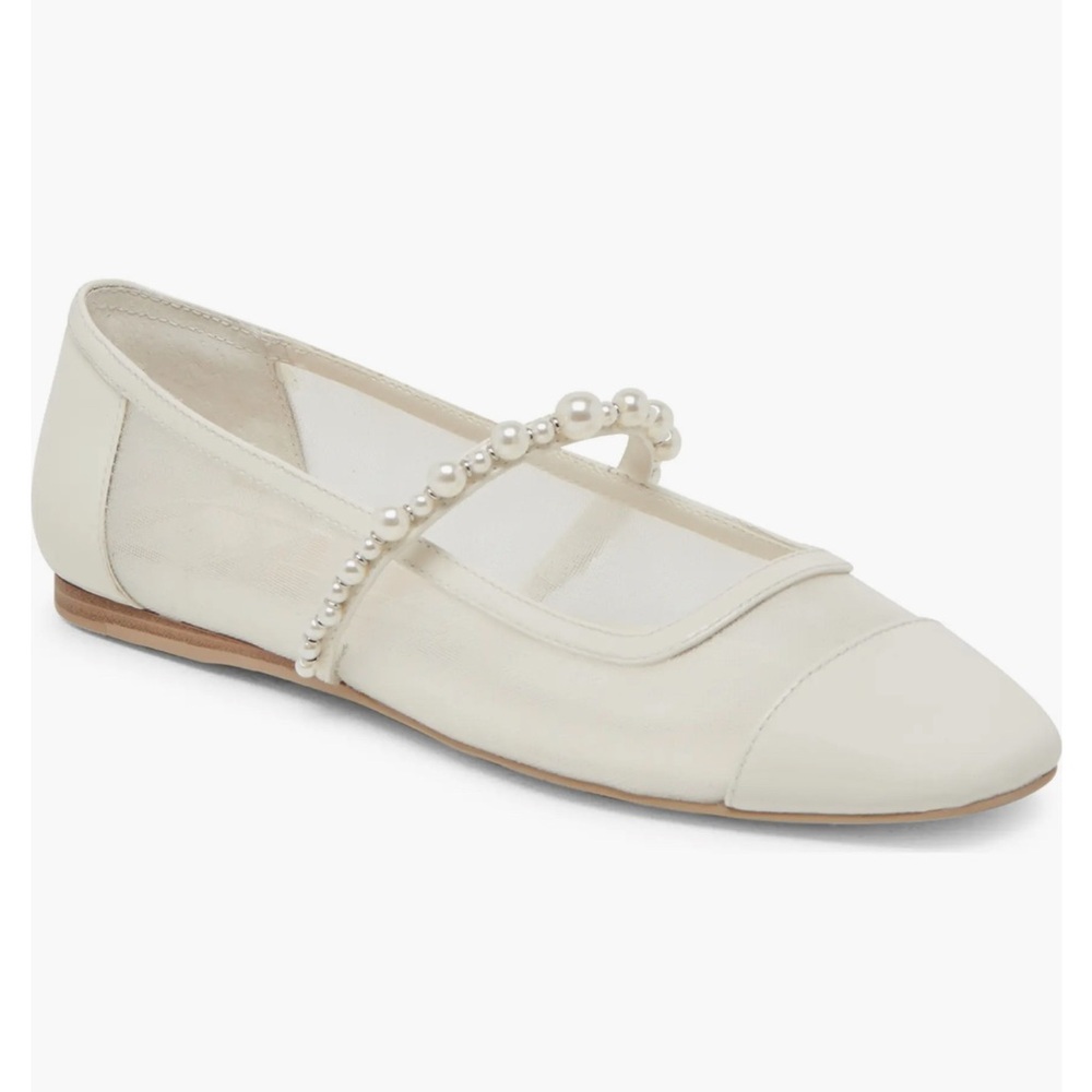 Dolce Vita- Elegant Cream Ballet Flats with Pearl Strap